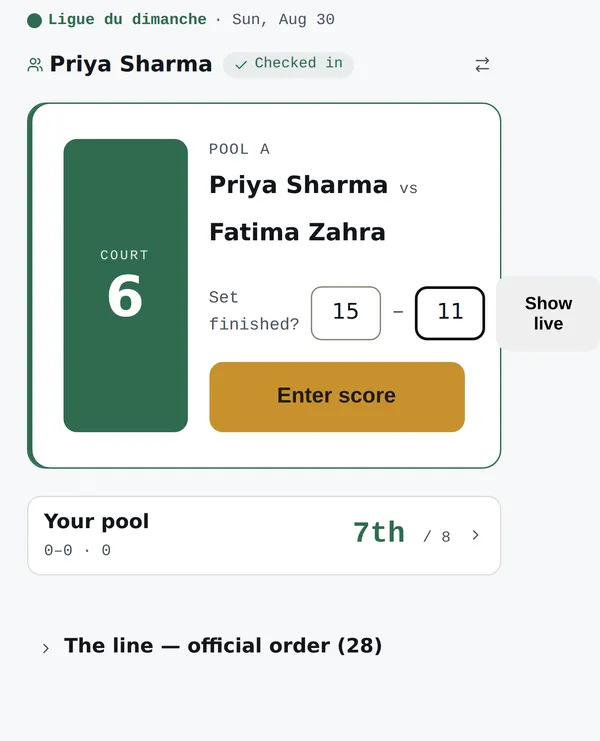 They enter 15–11.